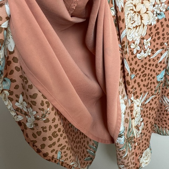 VICI Floral Tie Front Cutout Midi Dress Rust Multi Color Size M - Picture 11 of 14